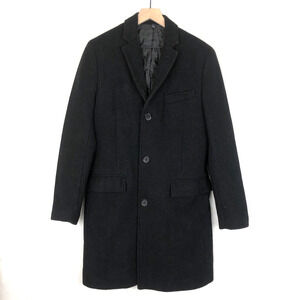J. CREW Wool Overcoat Men's 38 Black Classic Preppy Lined Insulated